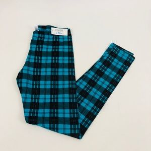 NWT Piper & Blue Leggings Teal Black Checks M
